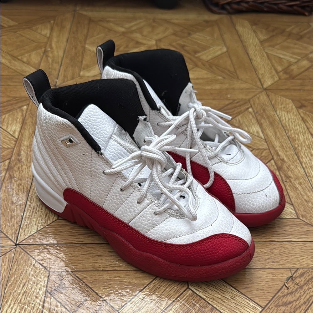 Jordan White and Red High-Top Sneakers